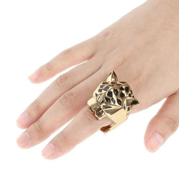 New! FP Panthere Gold Plated Cocktail Statement Ring - Picture 8 of 16